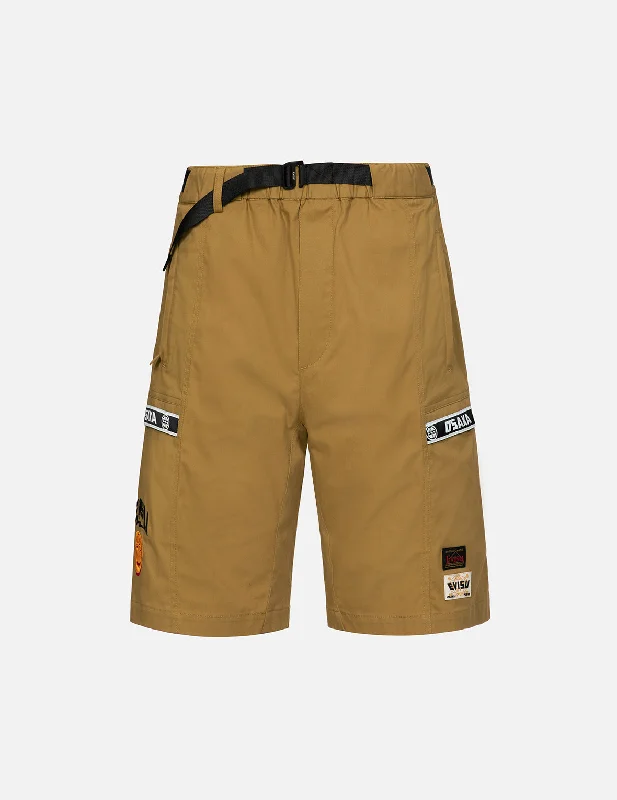 Kamon and Logo Embroidery Belted Cargo Shorts