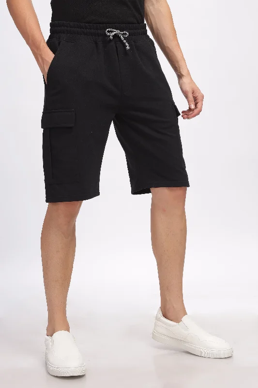 Black Premium Loop Knit Cotton Shorts