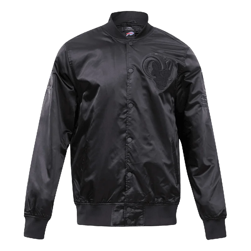 NFL LOS ANGELES RAMS TRIPLE BLACK MEN'S SATIN JACKET (TRIPLE BLACK)