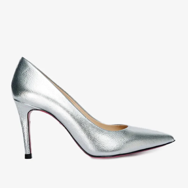 The Ege Silver Leather Pump Fuchsia Sole Women Shoe