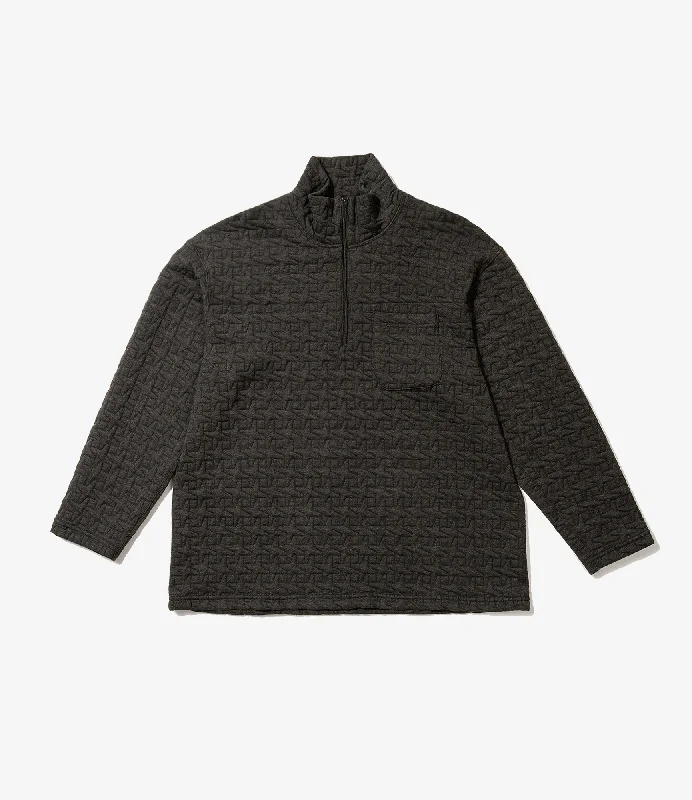 Engineered Garments Zip Mock Neck - Charcoal PC Quilted Jersey