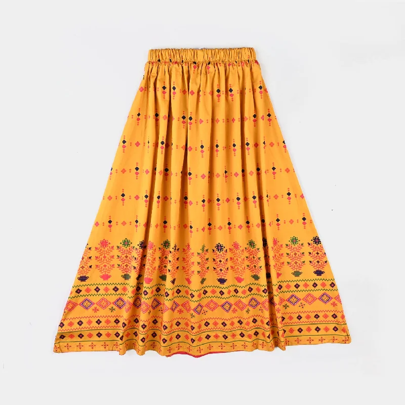 Girls Cotton Poplin Long Skirt Tigerlily-Mustard