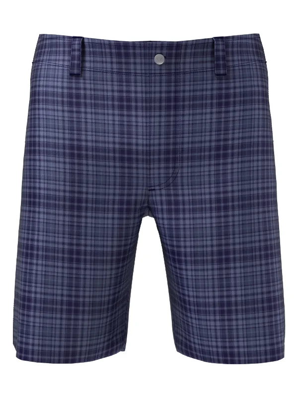 Mens Flat Front Plaid Golf Short