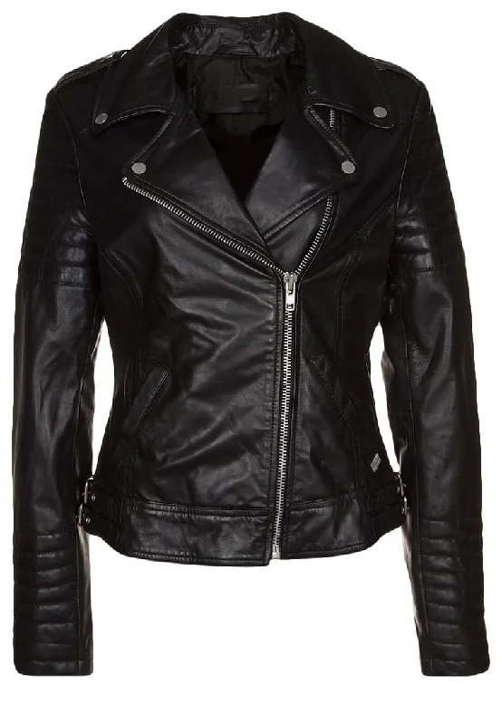 Women Real Lambskin Leather Biker Jacket KW197