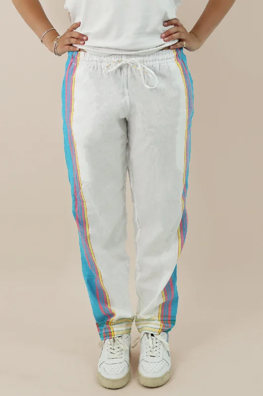 Unisex Kikoy Trousers | White/Turquoise