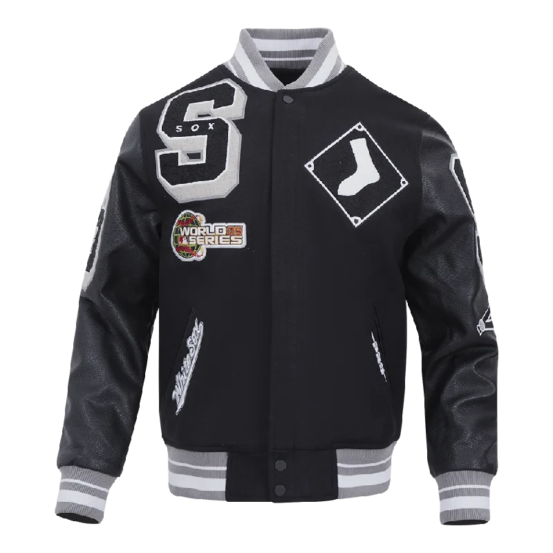 MLB CHICAGO WHITE SOX MASHUP MEN'S RIB WOOL VARSITY JACKET (BLACK/GRAY)