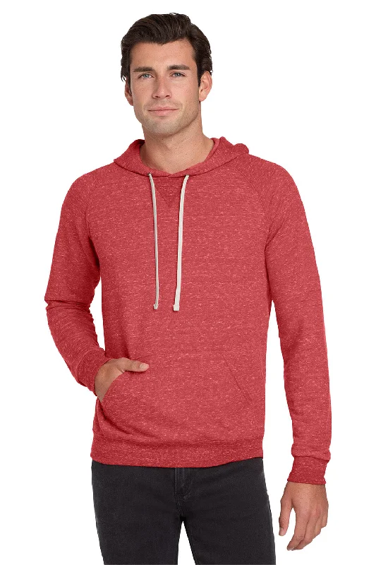 Jerzees Mens Vintage Snow French Terry Hooded Sweatshirt Hoodie w/ Pouch Pocket - Heather Red