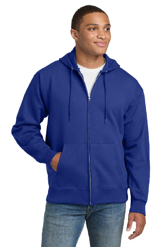 Hanes Mens Ultimate Cotton PrintPro XP Pill Resistant Full Zip Hooded Sweatshirt Hoodie w/ Pockets - Deep Royal Blue