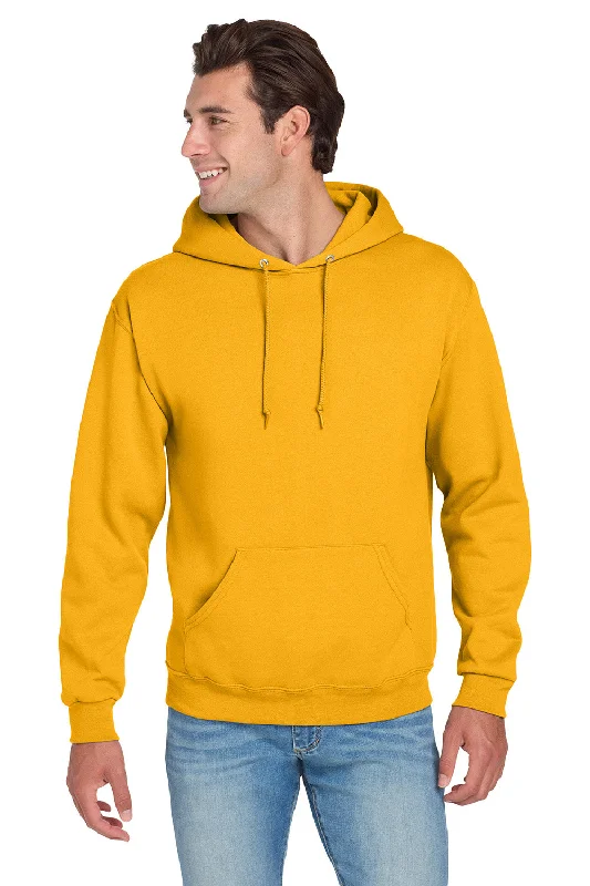 Jerzees Mens NuBlend Pill Resistant Fleece Hooded Sweatshirt Hoodie w/ Pouch Pocket - Gold