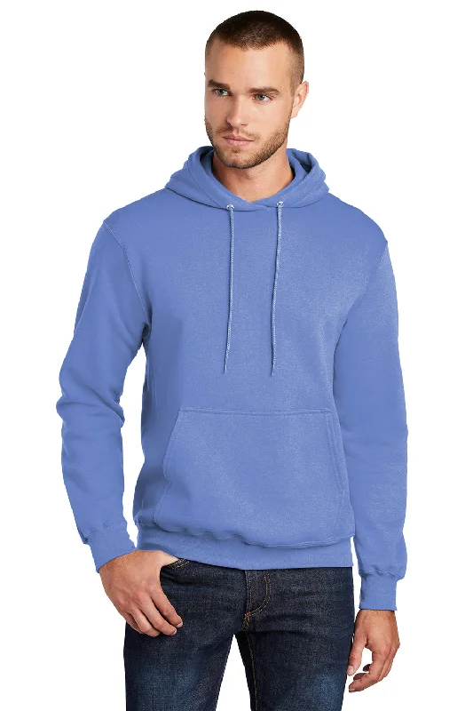 Port & Company Mens Core Pill Resistant Fleece Hooded Sweatshirt Hoodie w/ Pouch Pocket - Carolina Blue