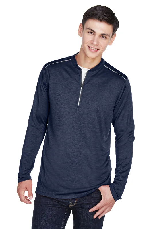 Core 365 Mens Kinetic Performance Moisture Wicking 1/4 Zip Sweatshirt - Classic Navy Blue/Carbon Grey