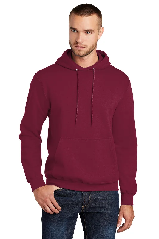 Port & Company Mens Core Pill Resistant Fleece Hooded Sweatshirt Hoodie w/ Pouch Pocket - Cardinal Red