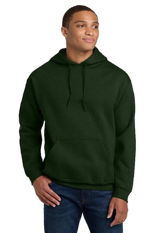 Gildan Mens Pill Resistant Hooded Sweatshirt Hoodie w/ Pouch Pocket - Forest Green