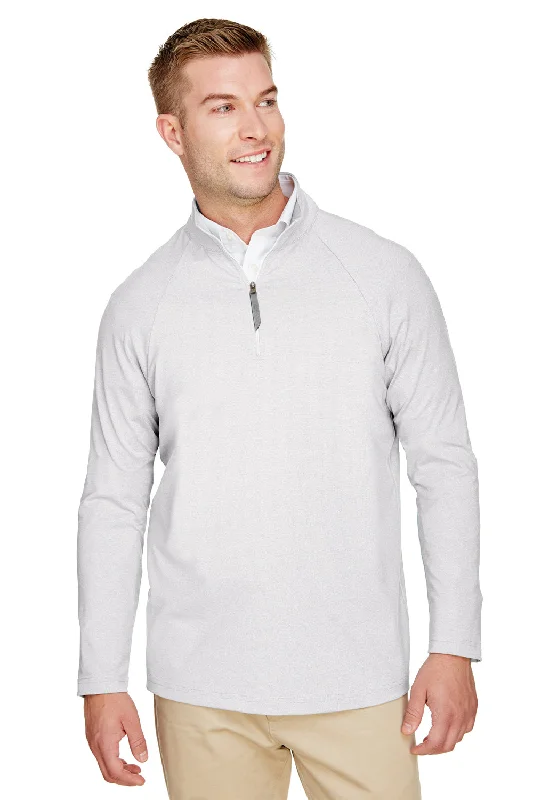 Devon & Jones Mens CrownLux Clubhouse Performance Moisture Wicking 1/4 Zip Sweatshirt - Silver Grey