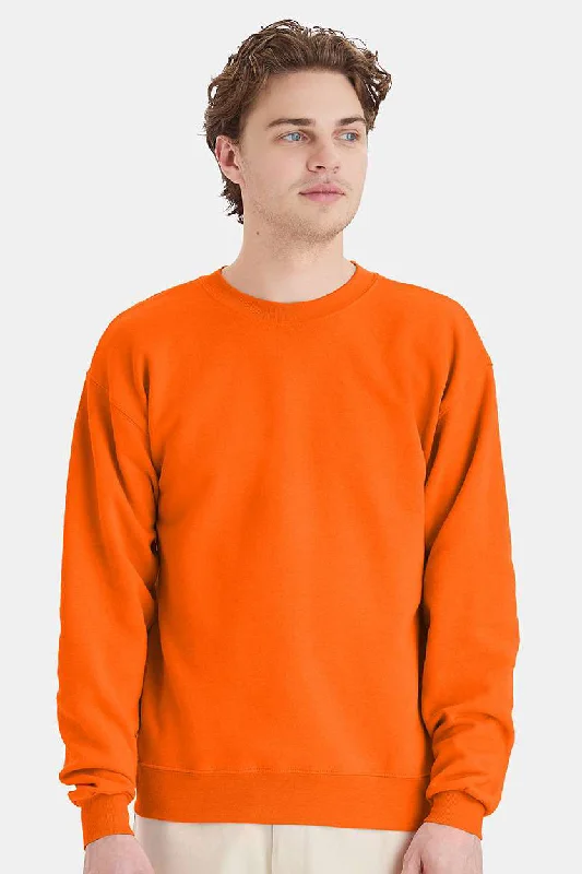 Hanes Mens EcoSmart Print Pro XP Pill Resistant Fleece Crewneck Sweatshirt - Orange