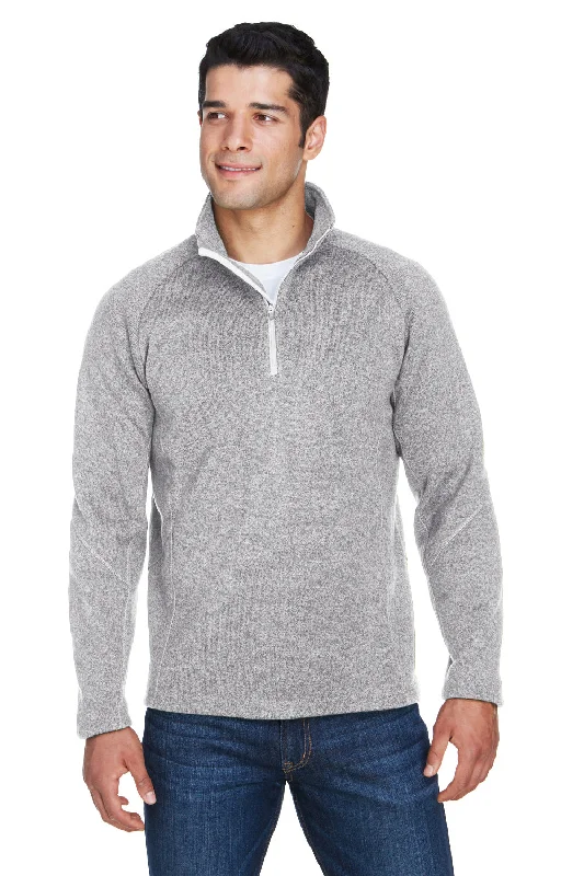 Devon & Jones Mens Bristol Pill Resistant Sweater Fleece 1/4 Zip Sweatshirt - Heather Grey