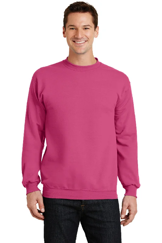 Port & Company Mens Core Pill Resistant Fleece Crewneck Sweatshirt - Sangria Pink