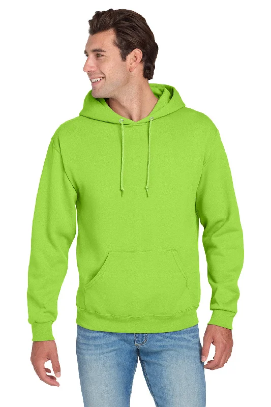 Jerzees Mens NuBlend Pill Resistant Fleece Hooded Sweatshirt Hoodie w/ Pouch Pocket - Neon Green