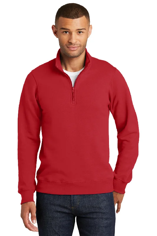 Port & Company Mens Fan Favorite Fleece 1/4 Zip Sweatshirt - Bright Red