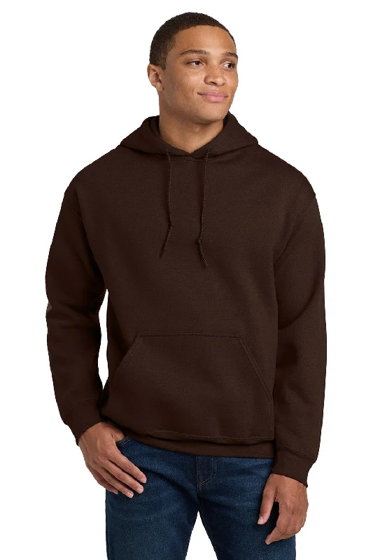 Gildan Mens Pill Resistant Hooded Sweatshirt Hoodie w/ Pouch Pocket - Dark Chocolate Brown