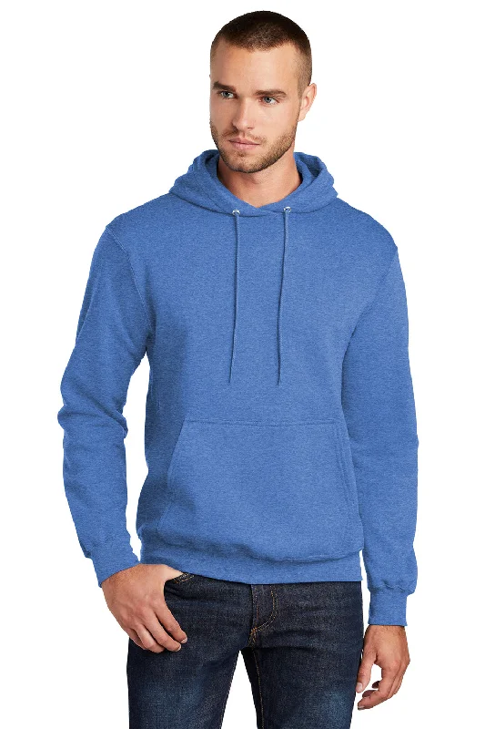 Port & Company Mens Core Pill Resistant Fleece Hooded Sweatshirt Hoodie w/ Pouch Pocket - Heather Royal Blue