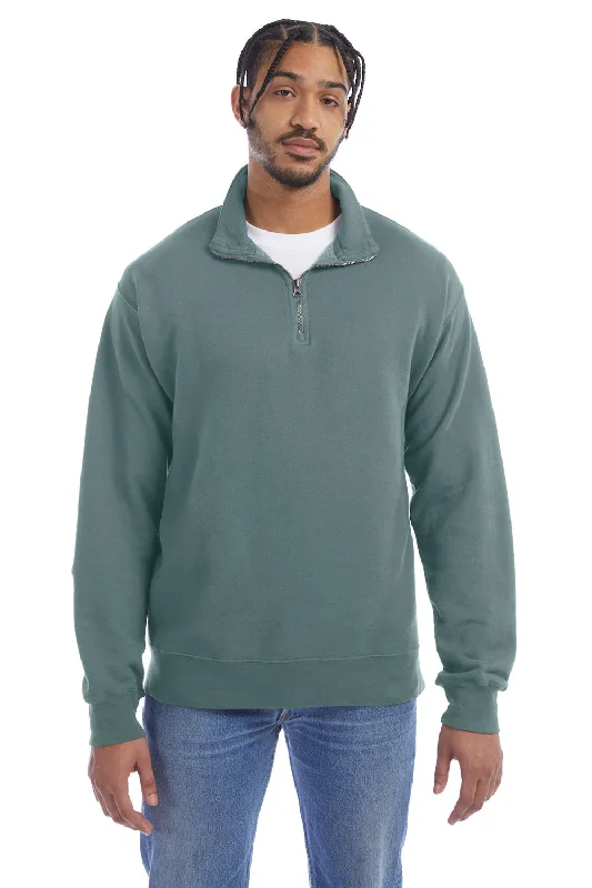 ComfortWash By Hanes Mens 1/4 Zip Sweatshirt - Cypress Green