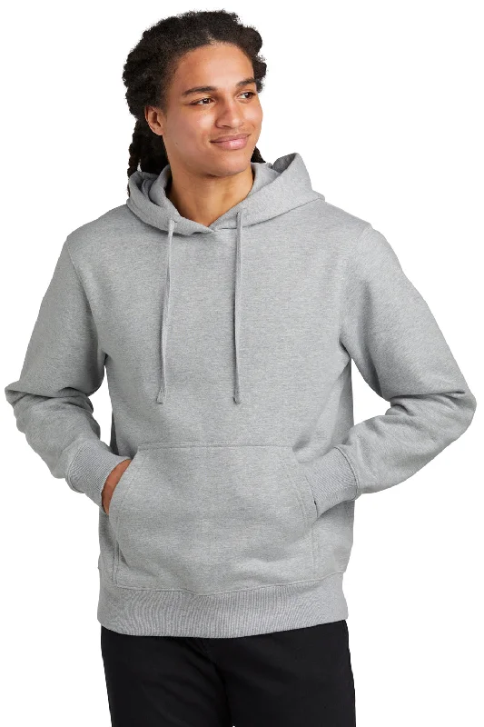 District Mens V.I.T. Heavyweight Fleece Hooded Sweatshirt Hoodie w/ Pouch Pocket - Heather Light Grey