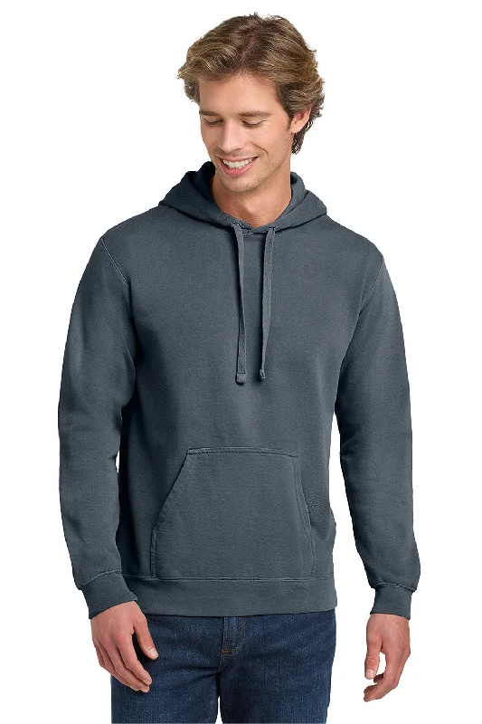 Comfort Colors Mens Hooded Sweatshirt Hoodie w/ Pouch Pocket - Denim Blue