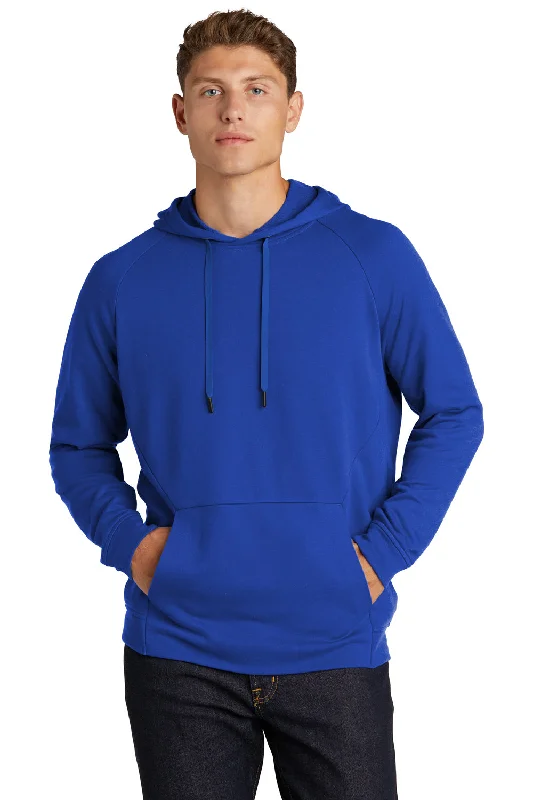 Sport-Tek Mens French Terry Hooded Sweatshirt Hoodie w/ Pouch Pocket - True Royal Blue - Closeout