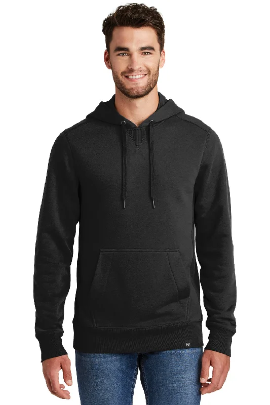 New Era Mens Sueded French Terry Hooded Sweatshirt Hoodie w/ Pouch Pocket - Black