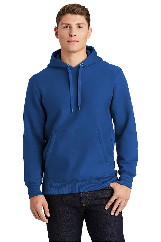 Sport-Tek Mens Fleece Hooded Sweatshirt Hoodie w/ Pouch Pocket - Royal Blue