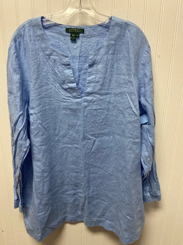 Top Long Sleeve By Lauren By Ralph Lauren In Blue, Size: 2x