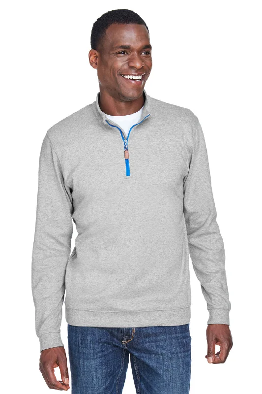 Devon & Jones Mens DryTec20 Performance Moisture Wicking 1/4 Zip Sweatshirt - Heather Grey