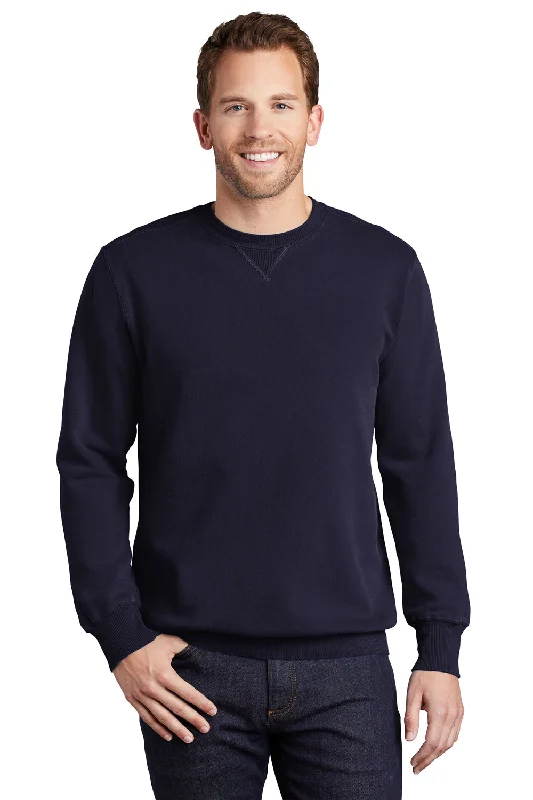 Port & Company Mens Beach Wash Fleece Crewneck Sweatshirt - True Navy Blue