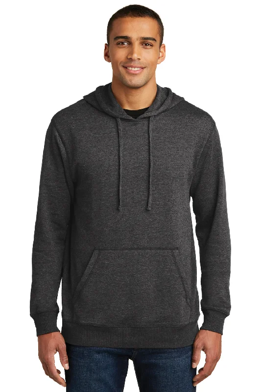 District Mens Fleece Hooded Sweatshirt Hoodie w/ Pouch Pocket - Heather Black