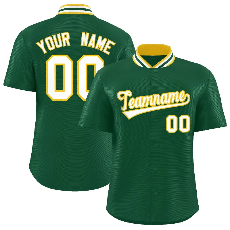 Custom Green Classic Style Authentic Stand Collar Baseball Jersey