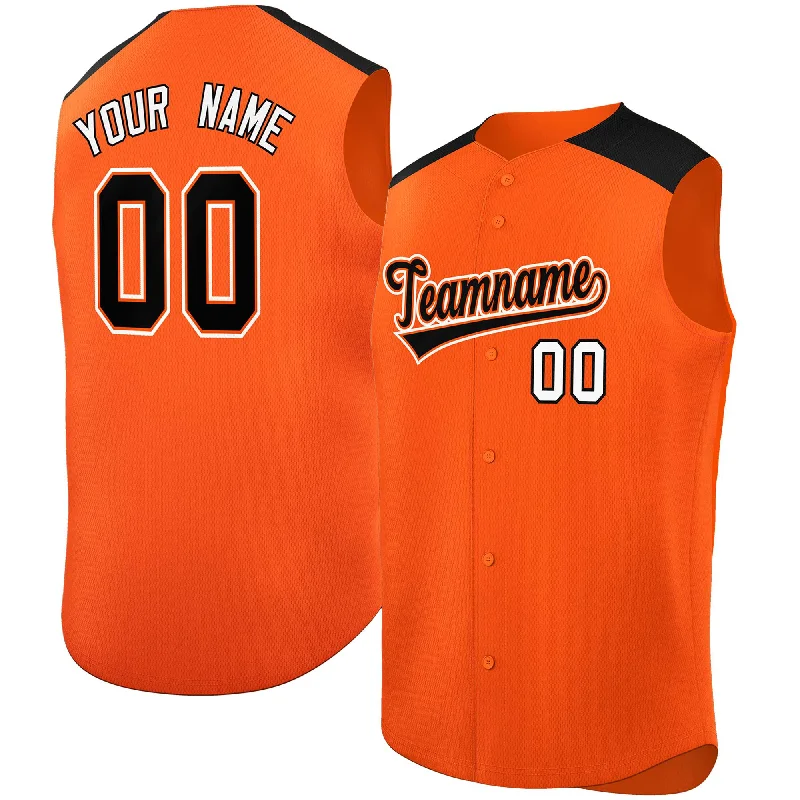 Custom Orange Black Personalized Classic Authentic Sleeveless Baseball Jersey