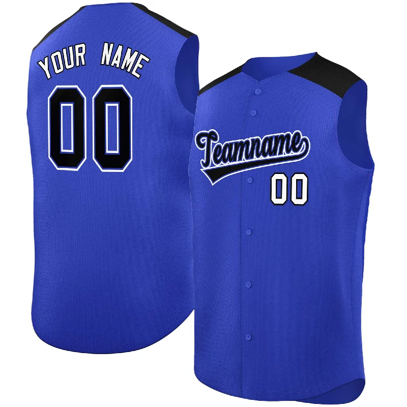 Custom Royal Black Personalized Classic Authentic Sleeveless Baseball Jersey