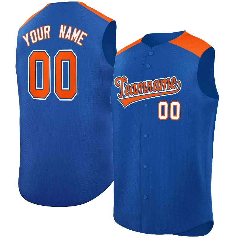 Custom Royal Orange Personalized Classic Authentic Sleeveless Baseball Jersey