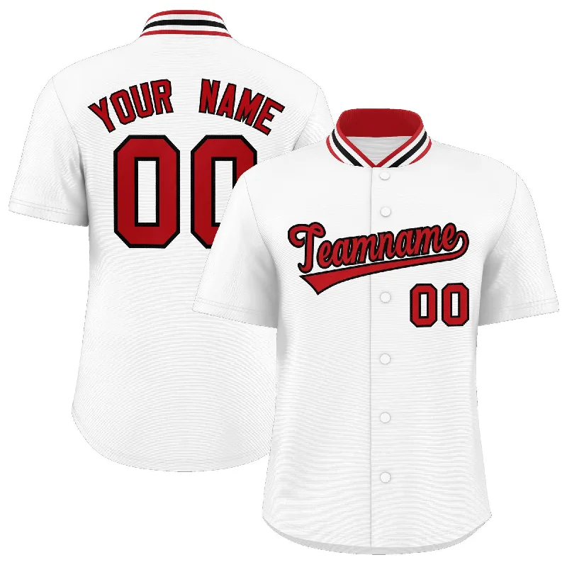 Custom White Classic Style Authentic Stand Collar Baseball Jersey