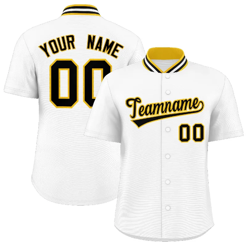 Custom White Classic Style Authentic Stand Collar Baseball Jersey